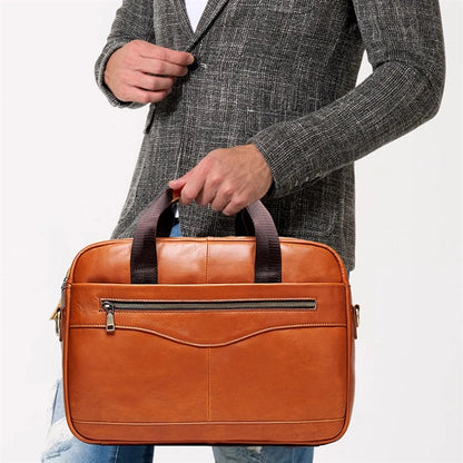 Genuine Leather Mens Briefcase for Business