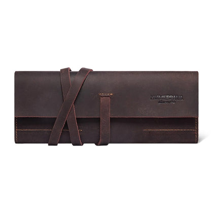 Genuine Leather Pencil Case Roll Up Bag