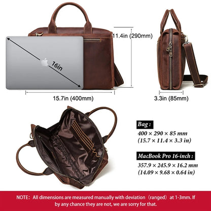 Full Grain Leather Briefcase Laptop Bag for Men