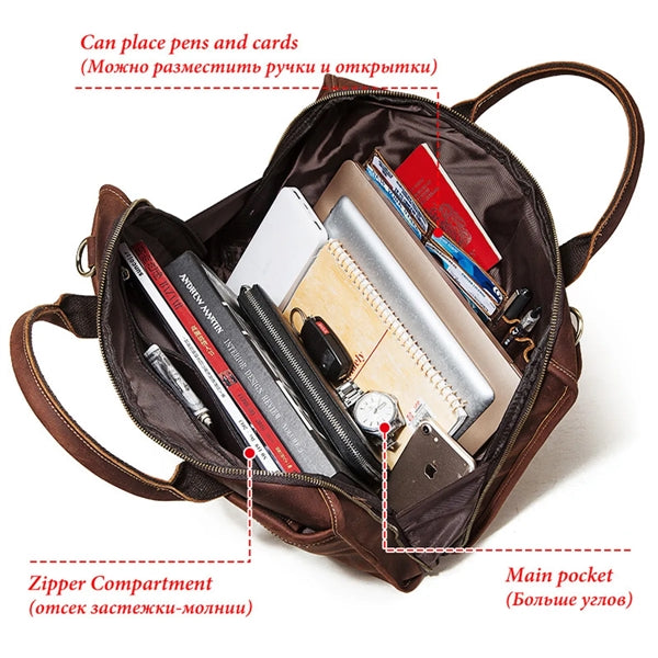 Full Grain Leather Briefcase Laptop Bag for Men