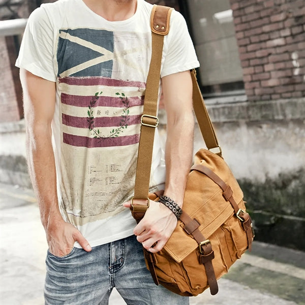 Vintage Canvas Crossbody Shoulder Bag for Men