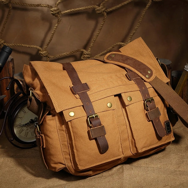 Vintage Canvas Crossbody Shoulder Bag for Men