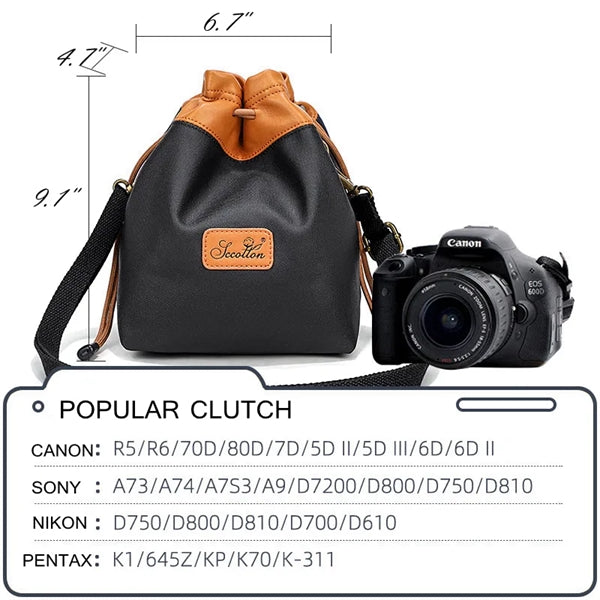 Drawstring Camera Storage Bag for Photography Gear.