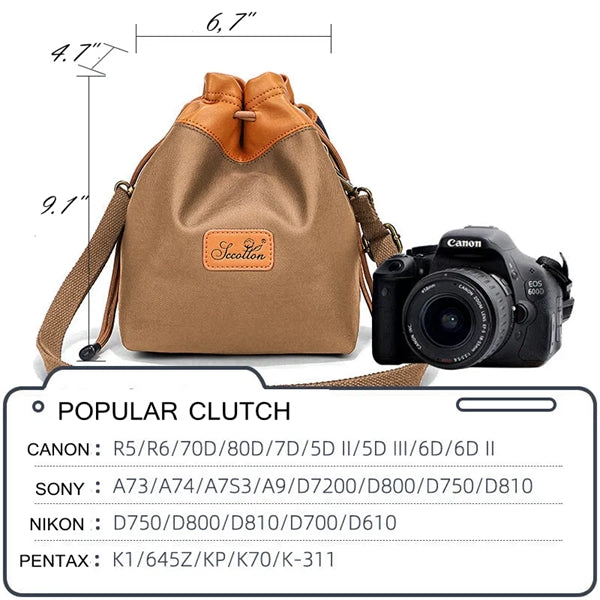 Drawstring Camera Storage Bag for Photography Gear.