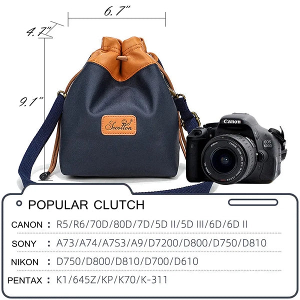 Drawstring Camera Storage Bag for Photography Gear.