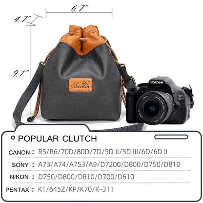 Drawstring Camera Storage Bag for Photography Gear.