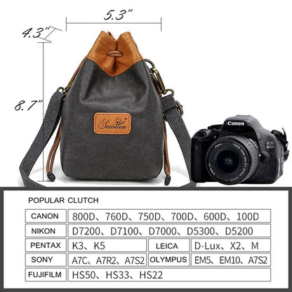 Drawstring Camera Storage Bag for Photography Gear.