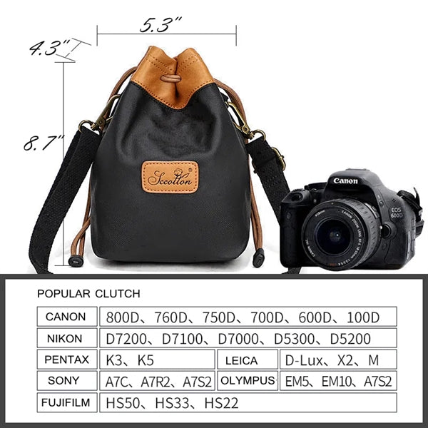 Drawstring Camera Storage Bag for Photography Gear.