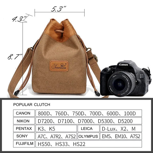 Drawstring Camera Storage Bag for Photography Gear.