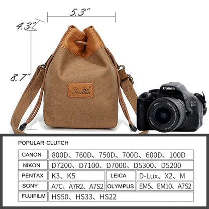 Drawstring Camera Storage Bag for Photography Gear.