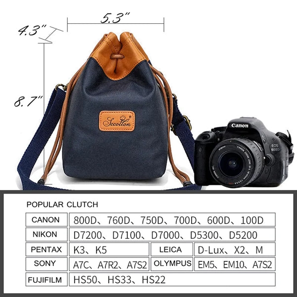 Drawstring Camera Storage Bag for Photography Gear.