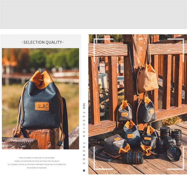 Drawstring Camera Storage Bag for Photography Gear.