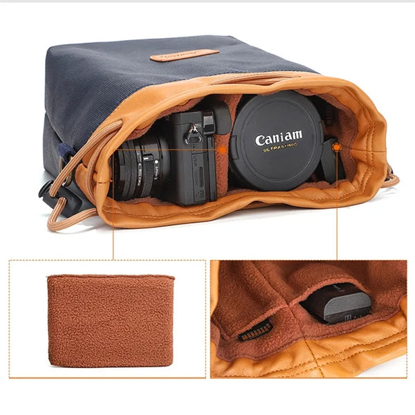 Drawstring Camera Storage Bag for Photography Gear.