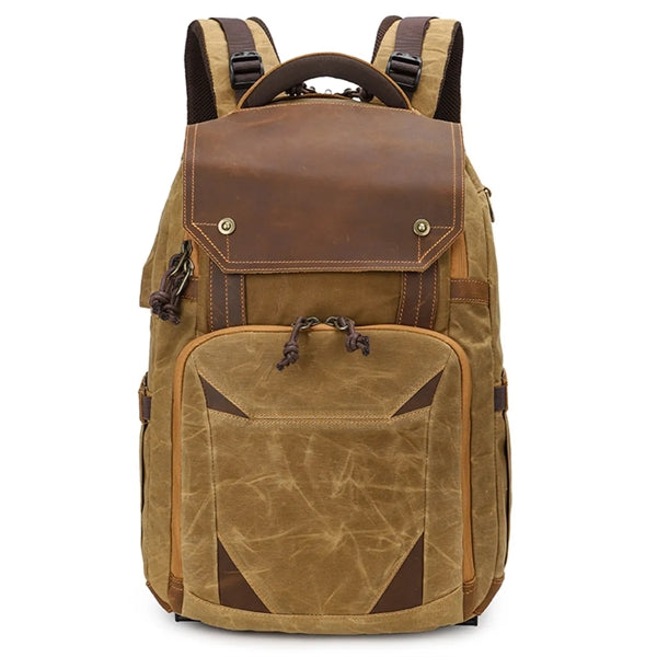 Vintage Leather Camera Backpack for Photographers.