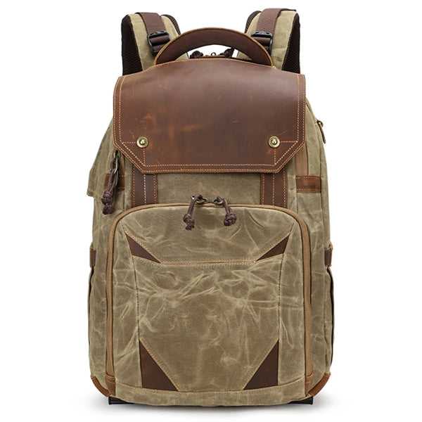Vintage Leather Camera Backpack for Photographers.