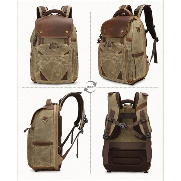 Vintage Leather Camera Backpack for Photographers.