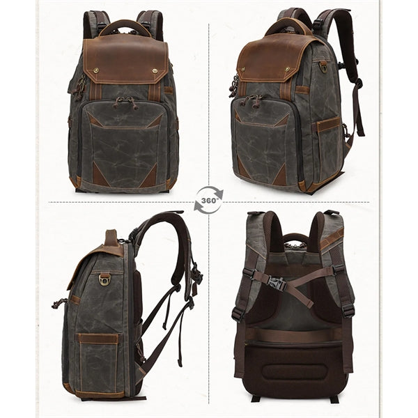 Vintage Leather Camera Backpack for Photographers.