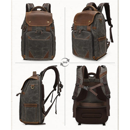 Vintage Leather Camera Backpack for Photographers.