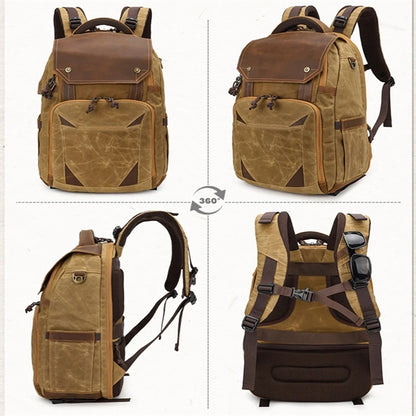 Vintage Leather Camera Backpack for Photographers.