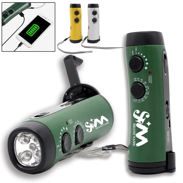 Portable Hand Crank Travel Camping LED Flashlight Radio
