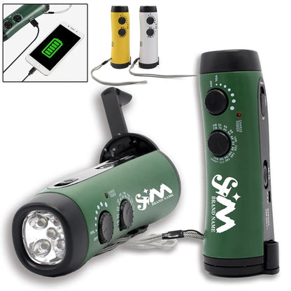 Portable Hand Crank Travel Camping LED Flashlight Radio