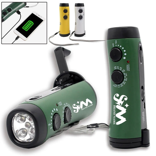 Portable Hand Crank Travel Camping LED Flashlight Radio