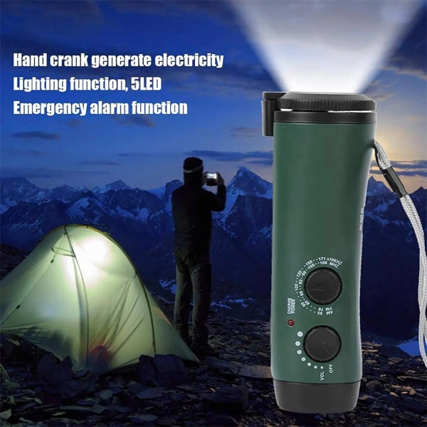 Portable Hand Crank Travel Camping LED Flashlight Radio