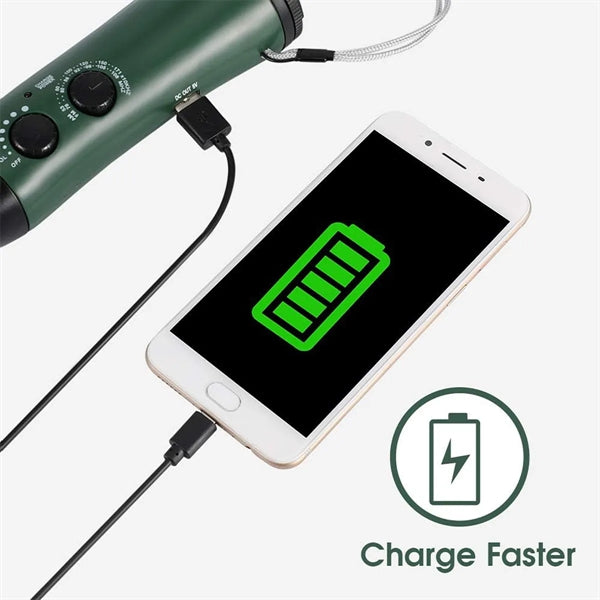 Portable Hand Crank Travel Camping LED Flashlight Radio