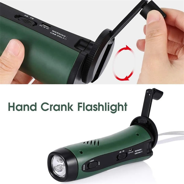Portable Hand Crank Travel Camping LED Flashlight Radio