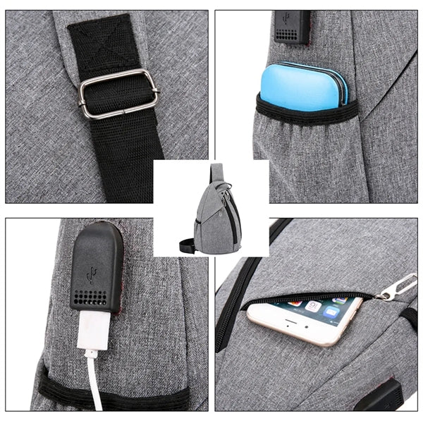 Lightweight Travel Sling Bag Crossbody With USB Charging