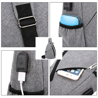 Lightweight Travel Sling Bag Crossbody With USB Charging
