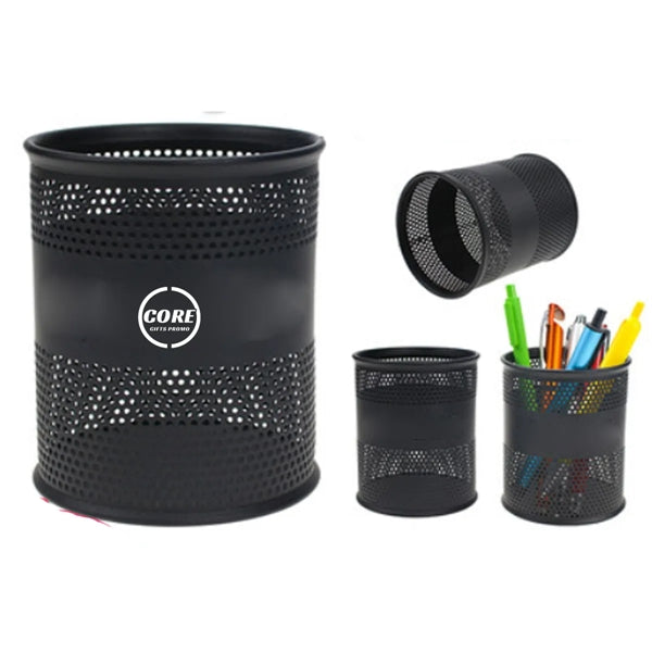 Pen Case Mesh Metal Pencil Brush Pot