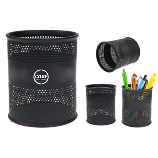 Pen Case Mesh Metal Pencil Brush Pot