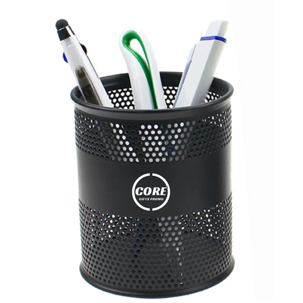 Pen Case Mesh Metal Pencil Brush Pot