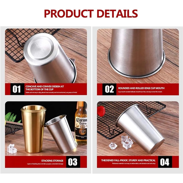 16oz Unbreakable Stackable Stainless Steel Drinking Cup