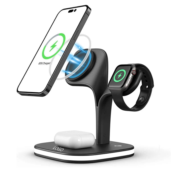 Magnetic 3 in 1 Wireless Charging Station w/ Night Light