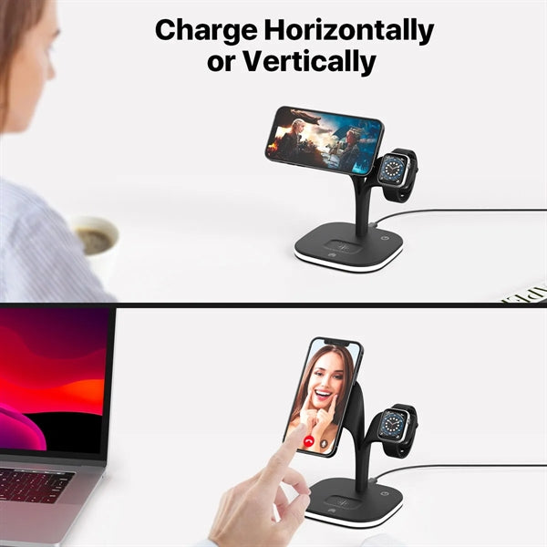 Magnetic 3 in 1 Wireless Charging Station w/ Night Light