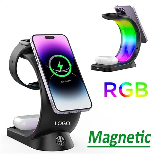 3 in 1 Wireless Charging Station w/ RGB Light