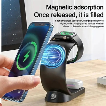3 in 1 Wireless Charging Station w/ RGB Light