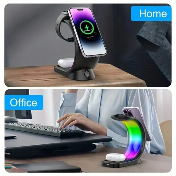 3 in 1 Wireless Charging Station w/ RGB Light