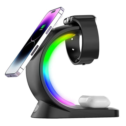 3 in 1 Wireless Charging Station w/ RGB Light