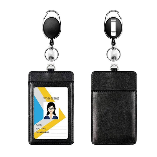 Retractable Leather ID Badge Holder