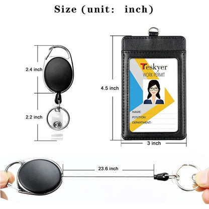 Retractable Leather ID Badge Holder