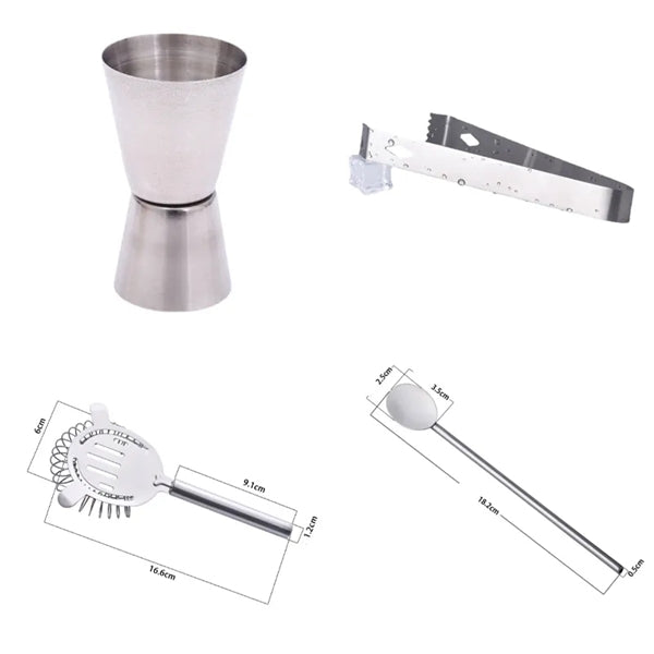 5 PCS Cocktail Shaker Set Stainless Steel