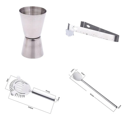 5 PCS Cocktail Shaker Set Stainless Steel