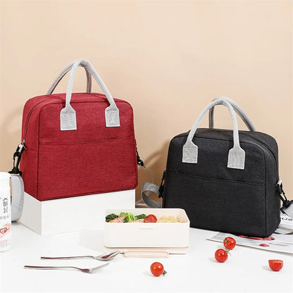 Portable Lunch Box Tote Bag with Shoulder Strap
