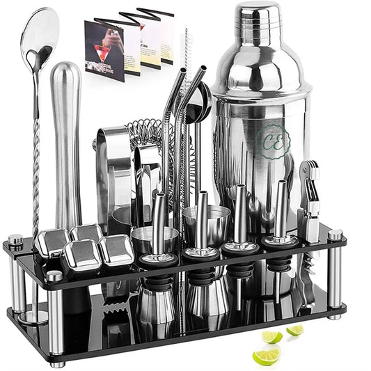 23-Piece Stainless Steel Bartender Kit-Cocktail Shaker Set