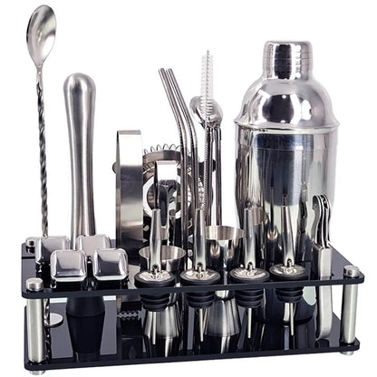 23-Piece Stainless Steel Bartender Kit-Cocktail Shaker Set
