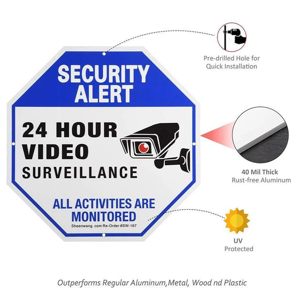 Security Alert 24 Hour Video Surveillance Sign