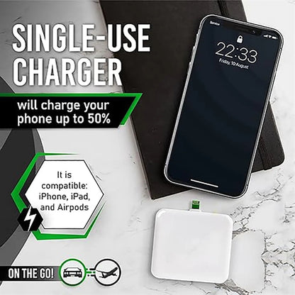 ONE-TIME USE DISPOSABLE EMERGENCY PHONE CHARGER